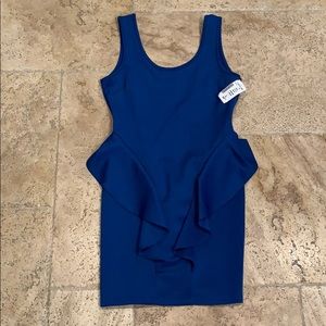 Blue fitted mini dress